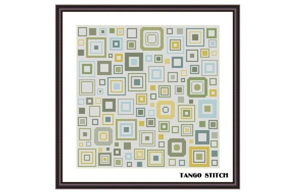 Review: Green Yellow Geometric Cross Stitch Art
