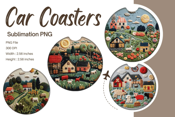 Reviewing 3D Farm House Embroidery Car Coaster PNG
